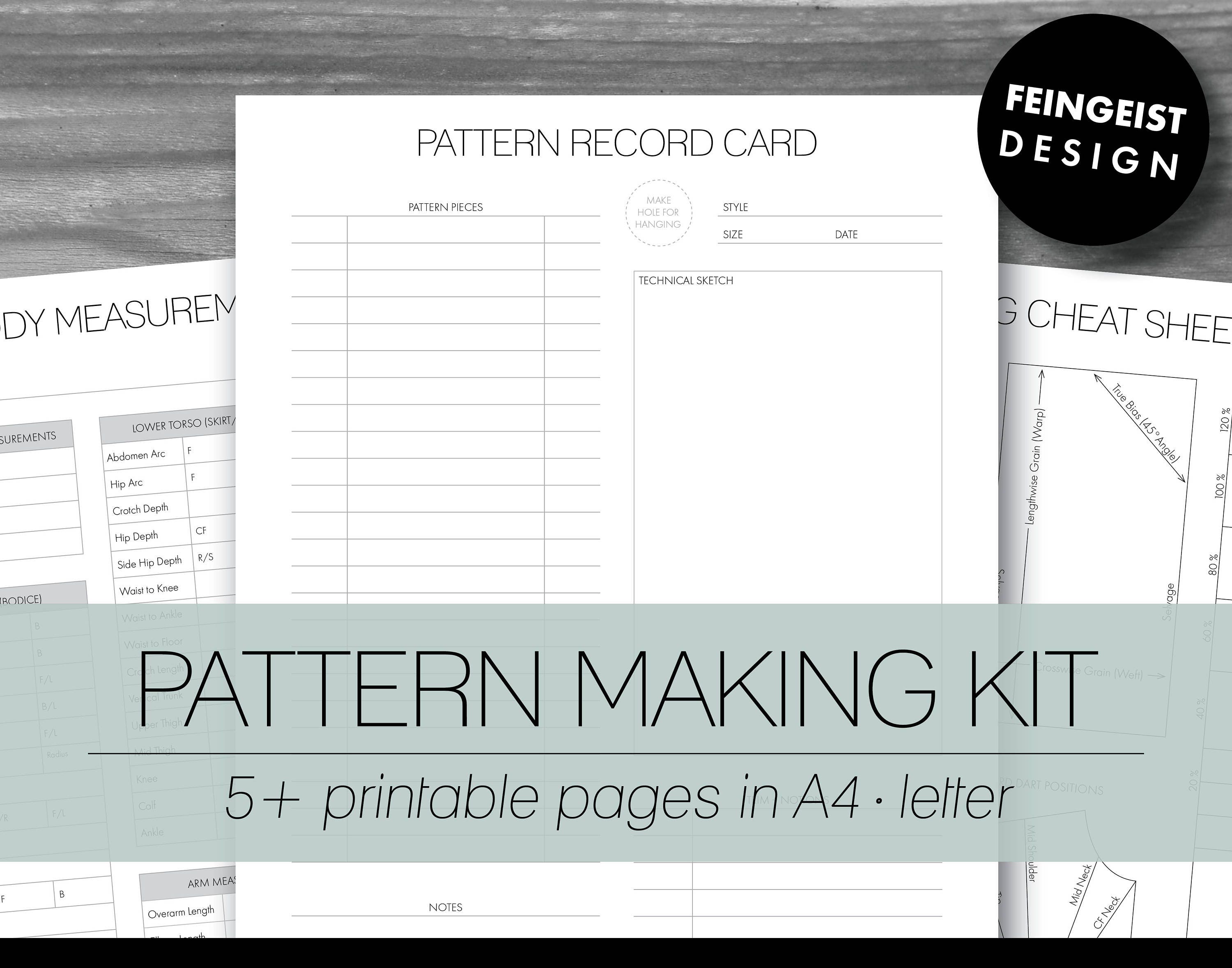 PATTERN MAKING KIT. 5 Printable Pages/planner Inserts. 2 Etsy
