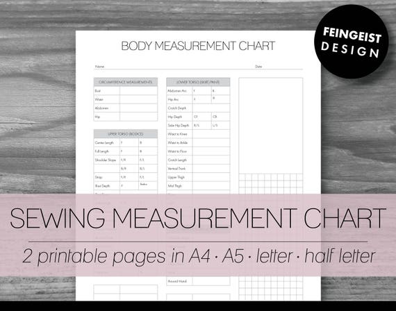 Sewing Measurements Chart Pdf