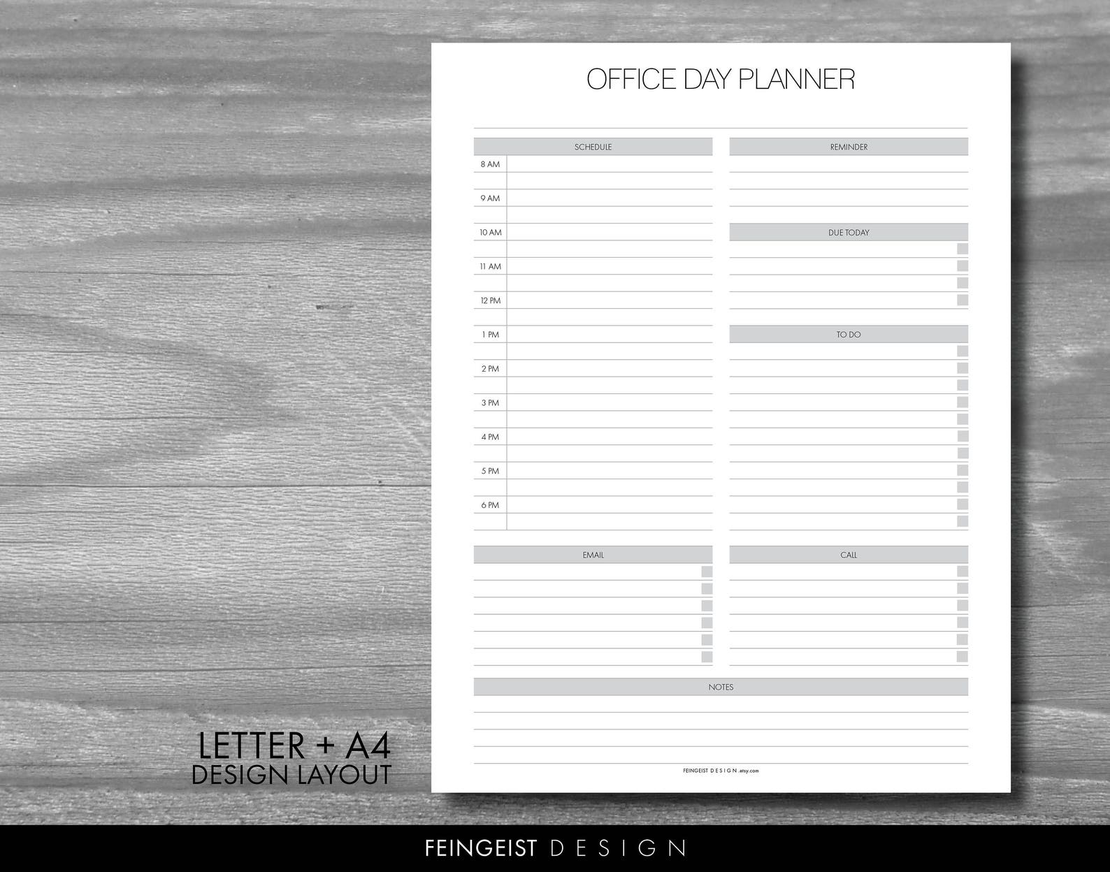 OFFICE DAY PLANNER. Printable Pages/planner Inserts. 4 Sizes. Etsy