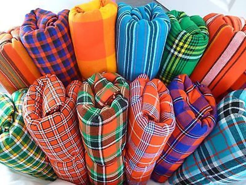 Red and blue Maasai Shuka