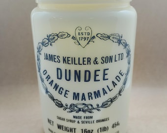 James Keiller Son, Dundee Marmalade, Vintage Milk Glass Jar With
