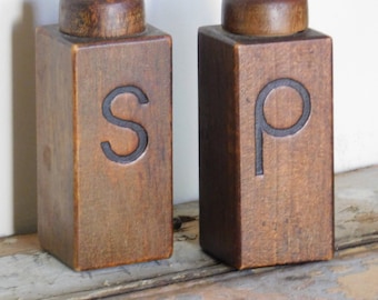 Vintage Wooden Salt and Pepper Shakers