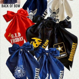 Large Military Bow Clip Custom Embroidery