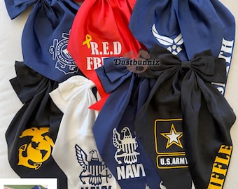 Large Military Bow Clip Custom Embroidery