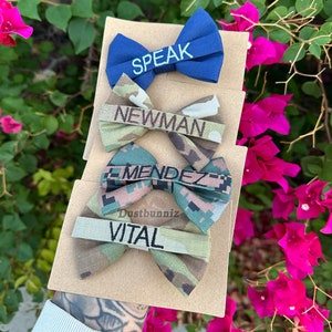 Military Bow Clip Custom Embroidery