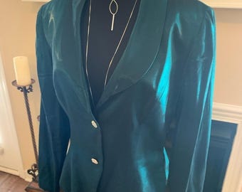 Alex Evenings vintagegrön smaragdgrön tvådelad kjol kyrklig bröllopskostym