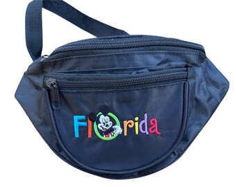 Disney Mickey Mouse Florida Fanny Pack Unisex Black Embroidered vintage Retro