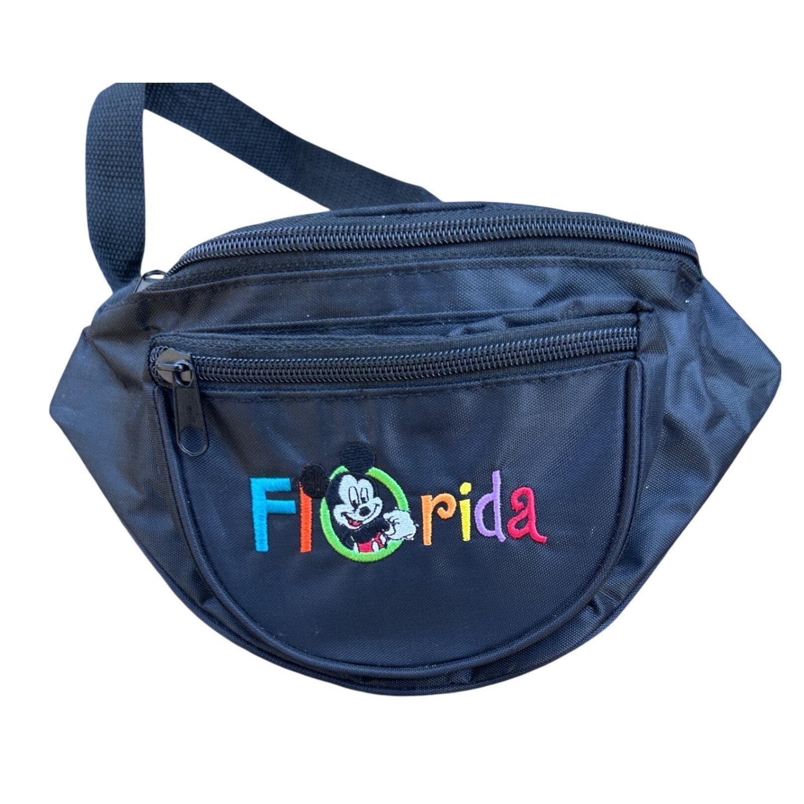 Disney‎ Mickey Mouse Florida Fanny Pack Unisex Black Embroidered vintage Retro Vintage 90s Disney Mickey Mouse Florida Spell Out Black  main image 2