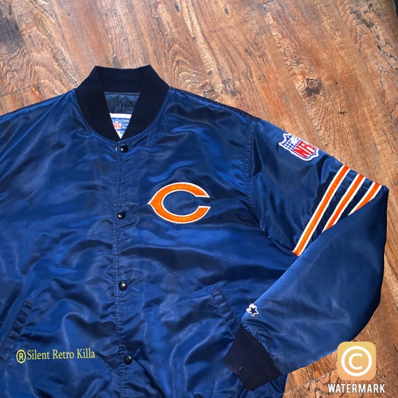 Vintage retro 80s 90s Chicago Bears blue Satin NF… - image 7