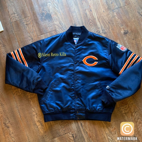 Vintage retro 80s 90s Chicago Bears blue Satin NF… - image 4