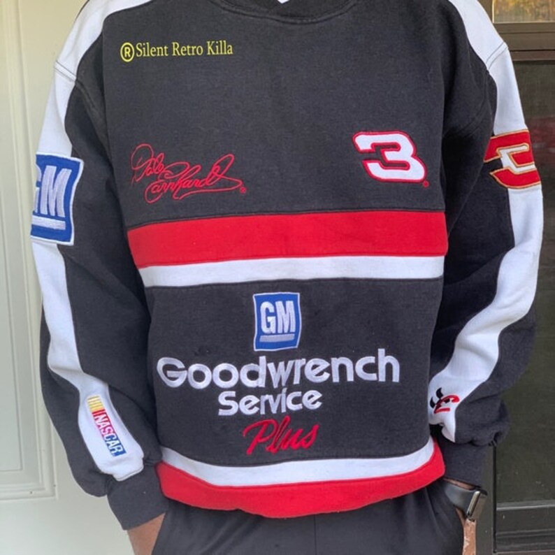 Men's Retro Vintage 90s Chase Dale Earnhardt Goodwrench Service Plus Racecar Nascar Embroidered Black Sweatshirt Pullover  Unisex Sz Large