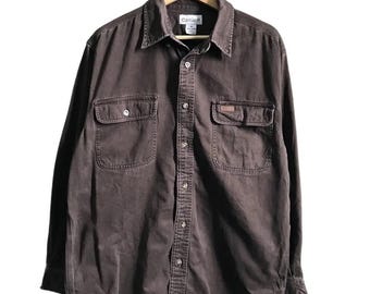 Koszula robocza Carhartt vintage z guzikami, męska, XL, brązowa, z bawełny twill, rozmiar S09DKB