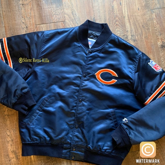 Vintage retro 80s 90s Chicago Bears blue Satin NF… - image 6