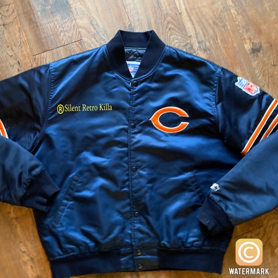 Vintage retro 80s 90s Chicago Bears blue Satin NF… - image 3