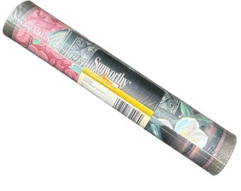 Vintage Y2K/90s Sunworthy-behangrand 5yd bordeauxgroen boekthema nieuw