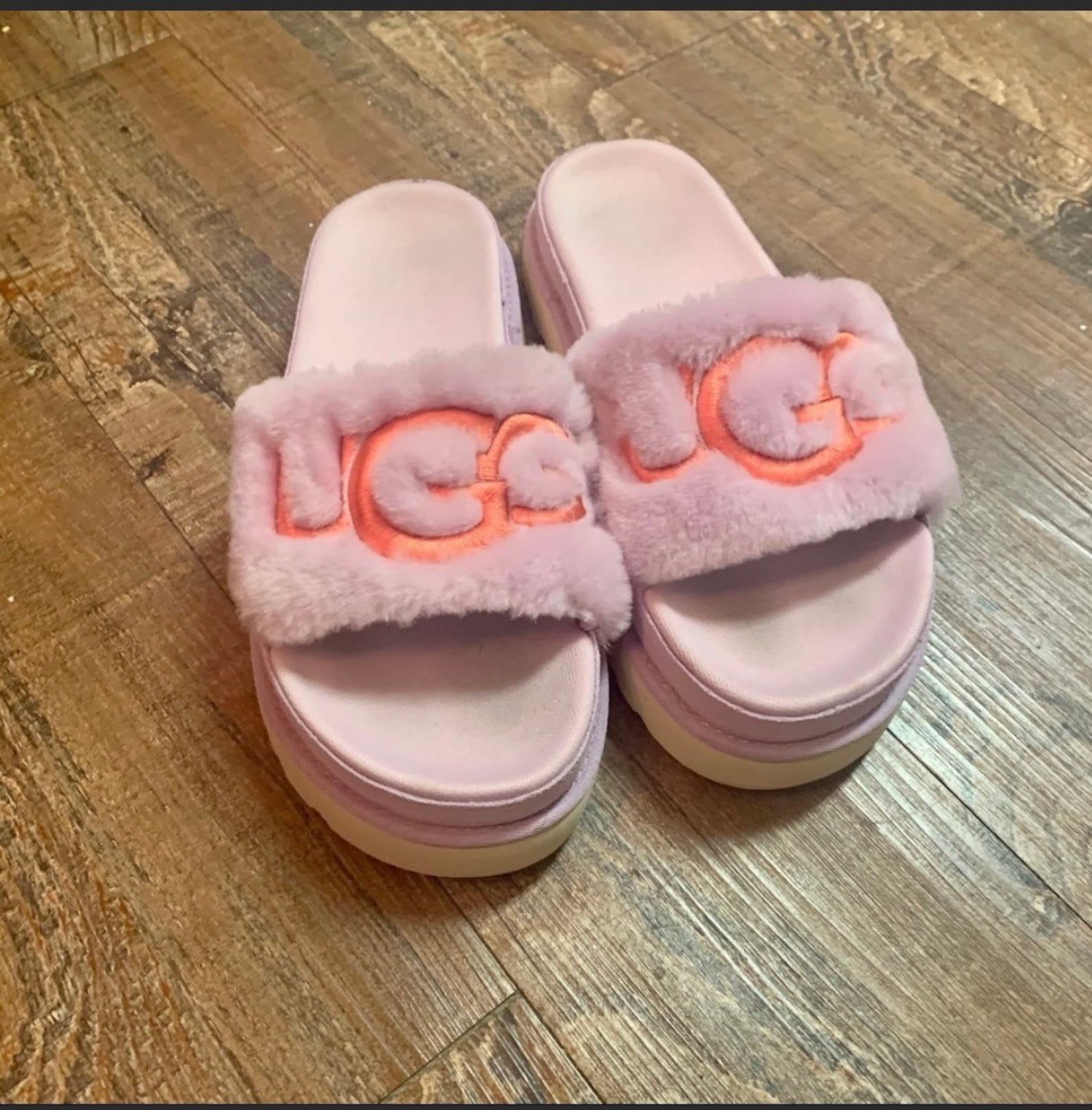 UGG Laton Fluffy Platform Fur Slides Pink/purple Shoes Etsy