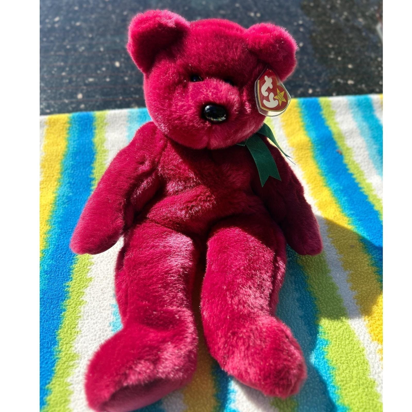 Vintage teddy bear red ribbon - Etsy 日本