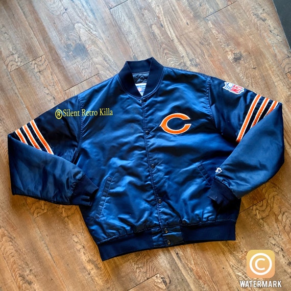 Vintage retro 80s 90s Chicago Bears blue Satin NF… - image 1