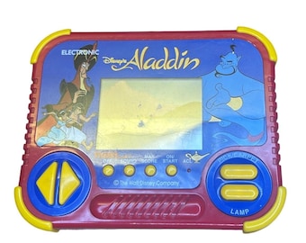 Juego portátil Tiger Electronics Aladdin, de plástico rojo, estilo vintage de 1990.
