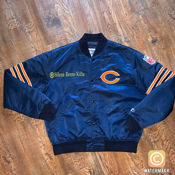 Vintage retro 80s 90s Chicago Bears blue Satin NF… - image 5