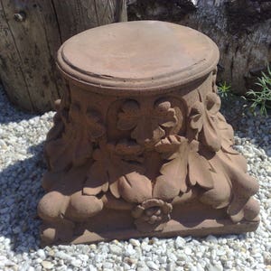 Base Column Blossoms Flowers Art Sandstone Antique Look U 13