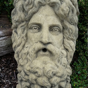 Zeus Kopf Wasserspeier Kunst Sandstein Antik Look E 08