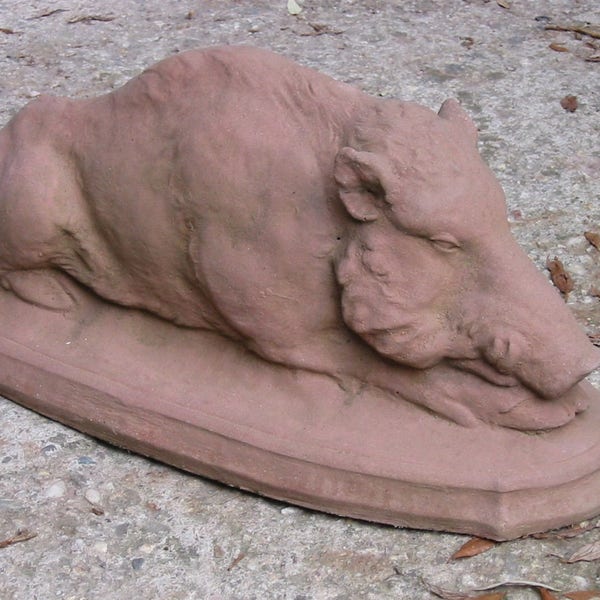 Wildschwein Keiler Tier Skulptur Kunst Sandstein Antik Look S 19