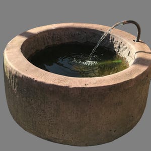 Fountain, garden fountain, trough, round, pump, water feature for garden, house, terrace, indoor + outdoor use, made of artificial sandstone, antique design, vintage look, J 17 image 2