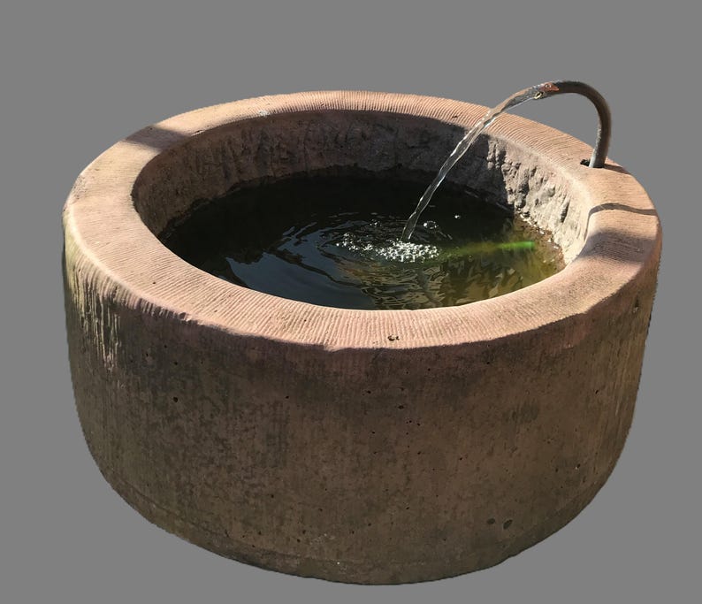 Fountain, garden fountain, trough, round, pump, water feature for garden, house, terrace, indoor + outdoor use, made of artificial sandstone, antique design, vintage look, J 17 image 2