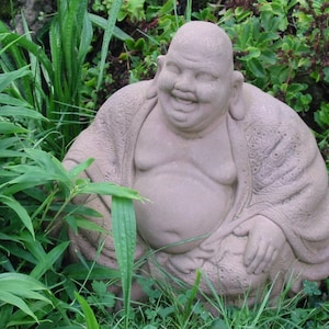 Buddha China Happy Art Sandstone Antique H 16