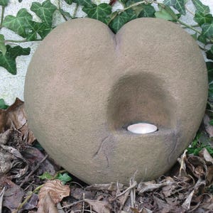 Heart love tealight art sandstone antique look F 19