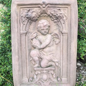 Angel Putti Relief Mural Art Sandstone Antique Look X 36