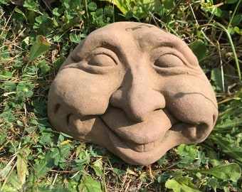 Stone Face Garden Garden Guard Garden Sculpture Garden Figure Spirit Guardian Laughing Teeth Pebble People Art Sandstone Antique Look Pe 30