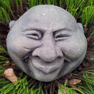 Stone Face Garden Garden Guardian Garden Sculpture Garden Figure Ghost Guardian Laughing Lip Pebble People Art Sandstone Antique Look Pe 22