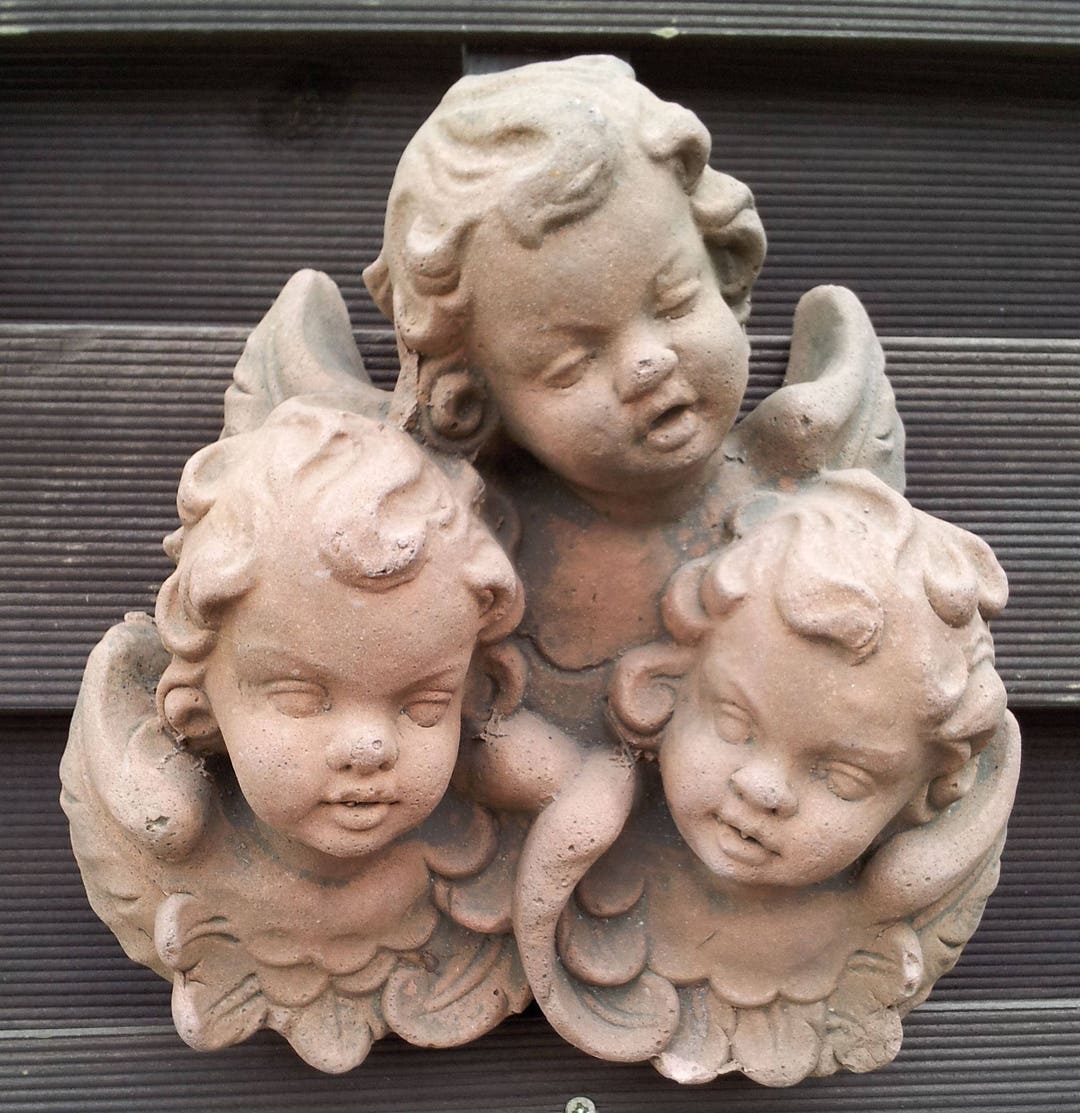 3pcs Angel Mural Sculpture Relief Art Sandstone Antique Look X Etsy