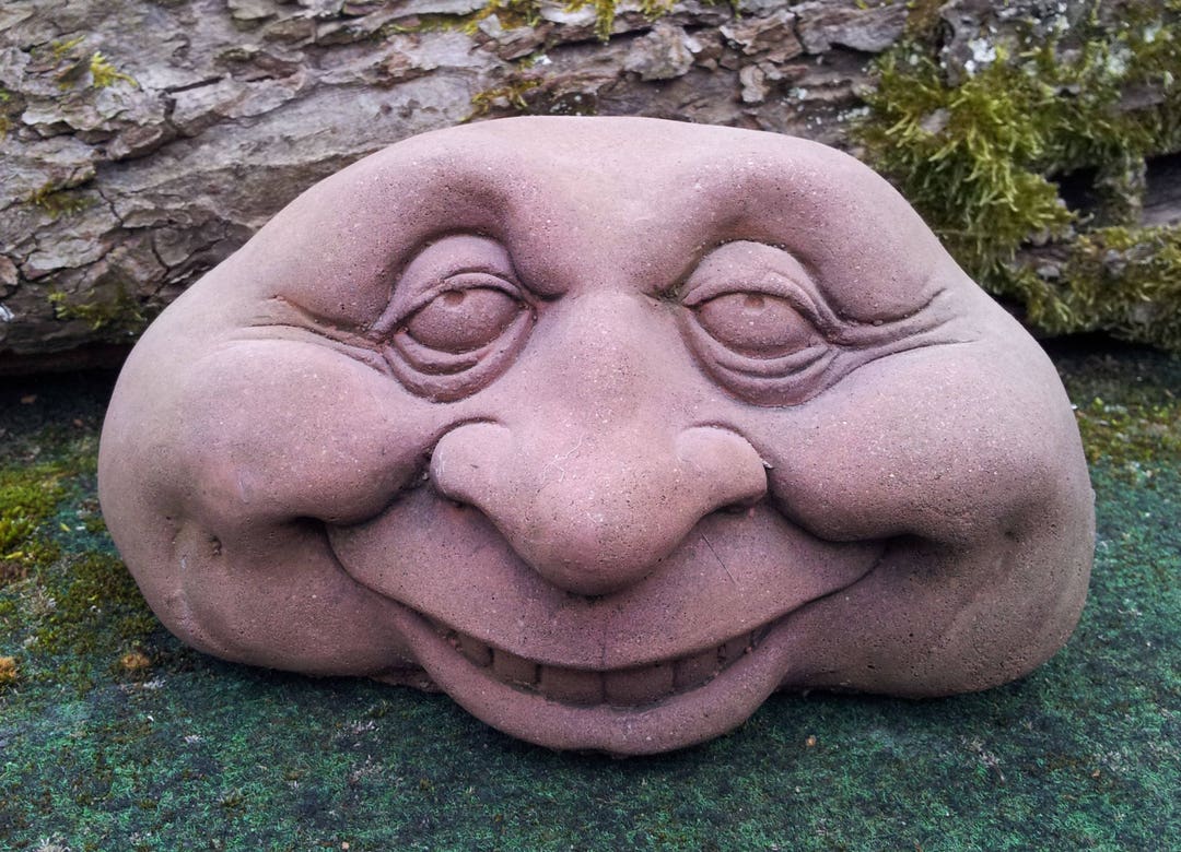 Steingesicht Garten Gartenwächter Gartenskulptur Gartenfigur Geist