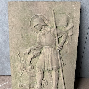 Florian Relief klein Feuerwehr Wandbild aus Kunst Sandstein im Antik Look W 37