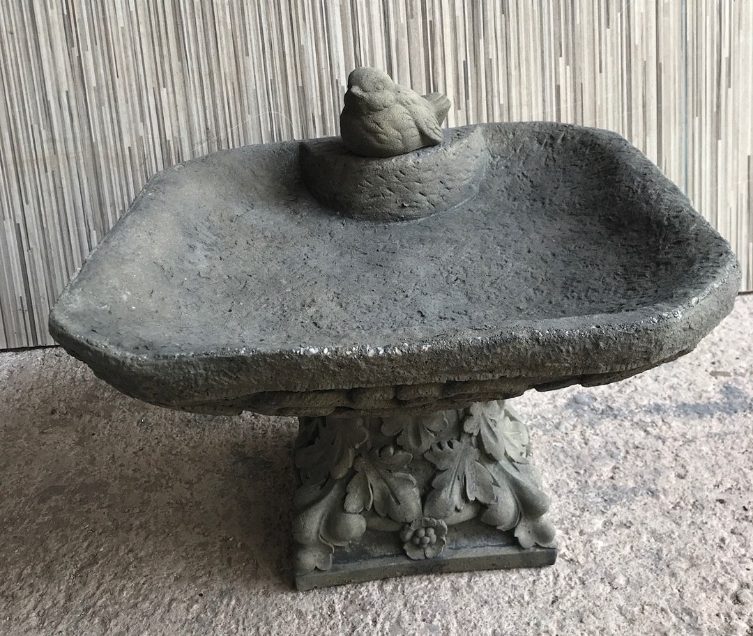 Watering Trough Bird Troughs Angular With Bird and Pedestal Art