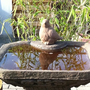 Trough bird bath square with bird art sandstone D 13