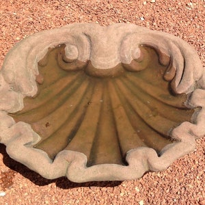 Schelp drinkbak vogelbad kunst zandsteen D 14