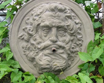 Poseidon Kopf Wasserspeier Kunst Sandstein Antik Look E 12