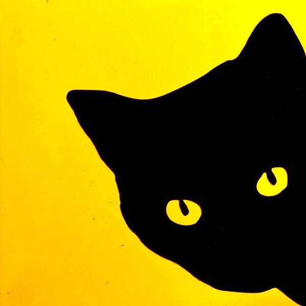 Peeking Black Cat Vinyl Window Decal (Black -Facing Left -shown).Fall Sale ! Free Shipping in continental U.S.A.