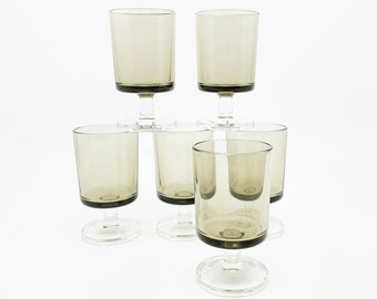 Luminarc vintage – 6 verres à pied Suède brun fumé, numéro 5 (verre à vin blanc)