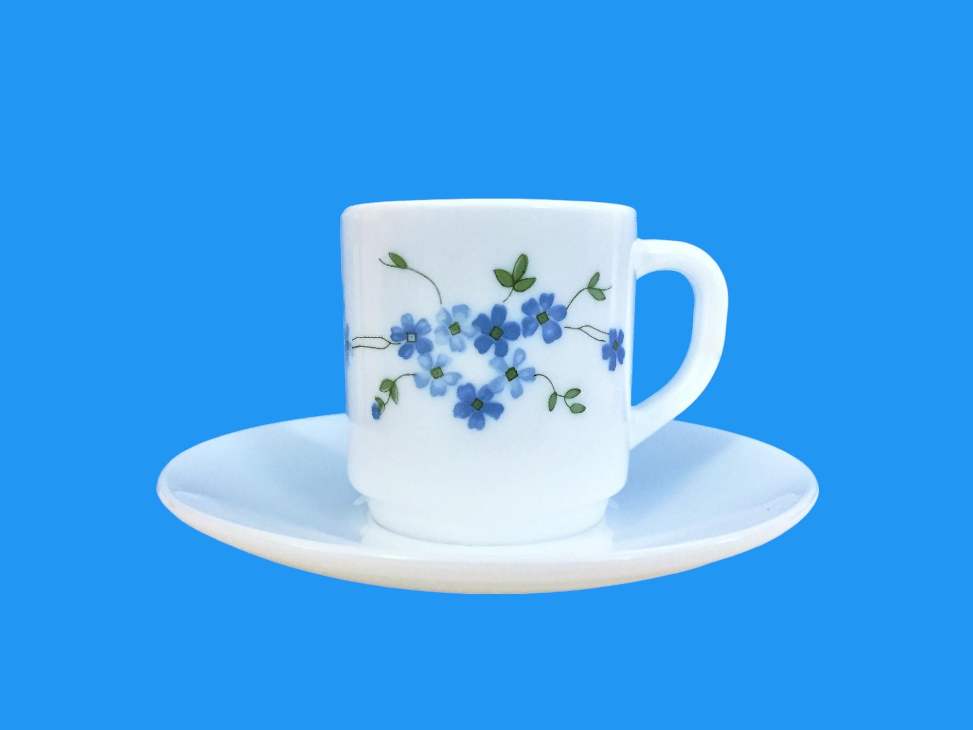 Service à Café Arcopal Veronica - 6 Tasses Et Soucoupes - Vintage Blanc