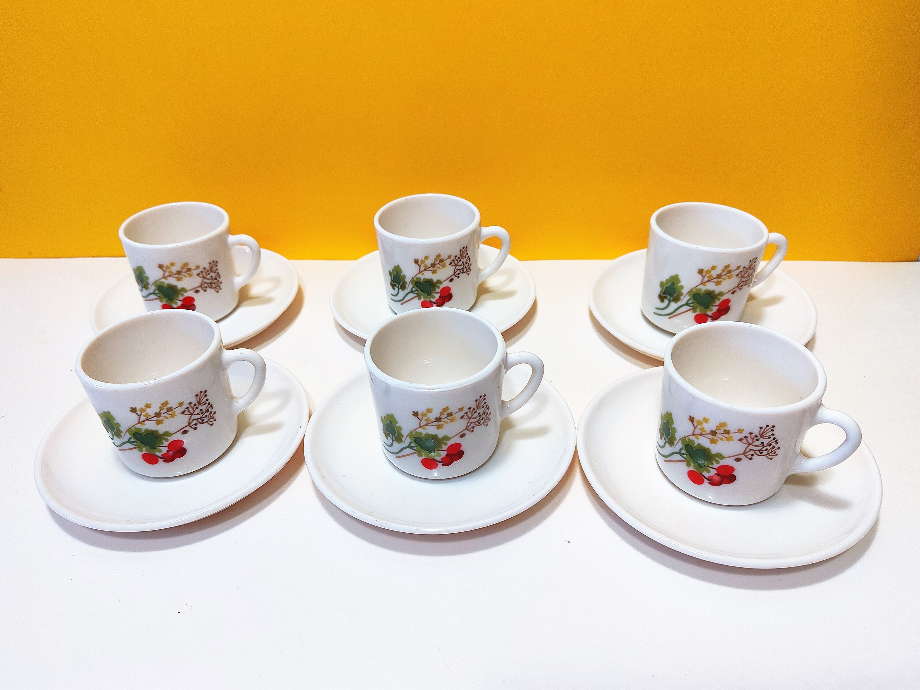 Kasanova Ensemble 6 Tasses à Café 90ml Avec Soucoupes Florales - Porcelaine Printanière