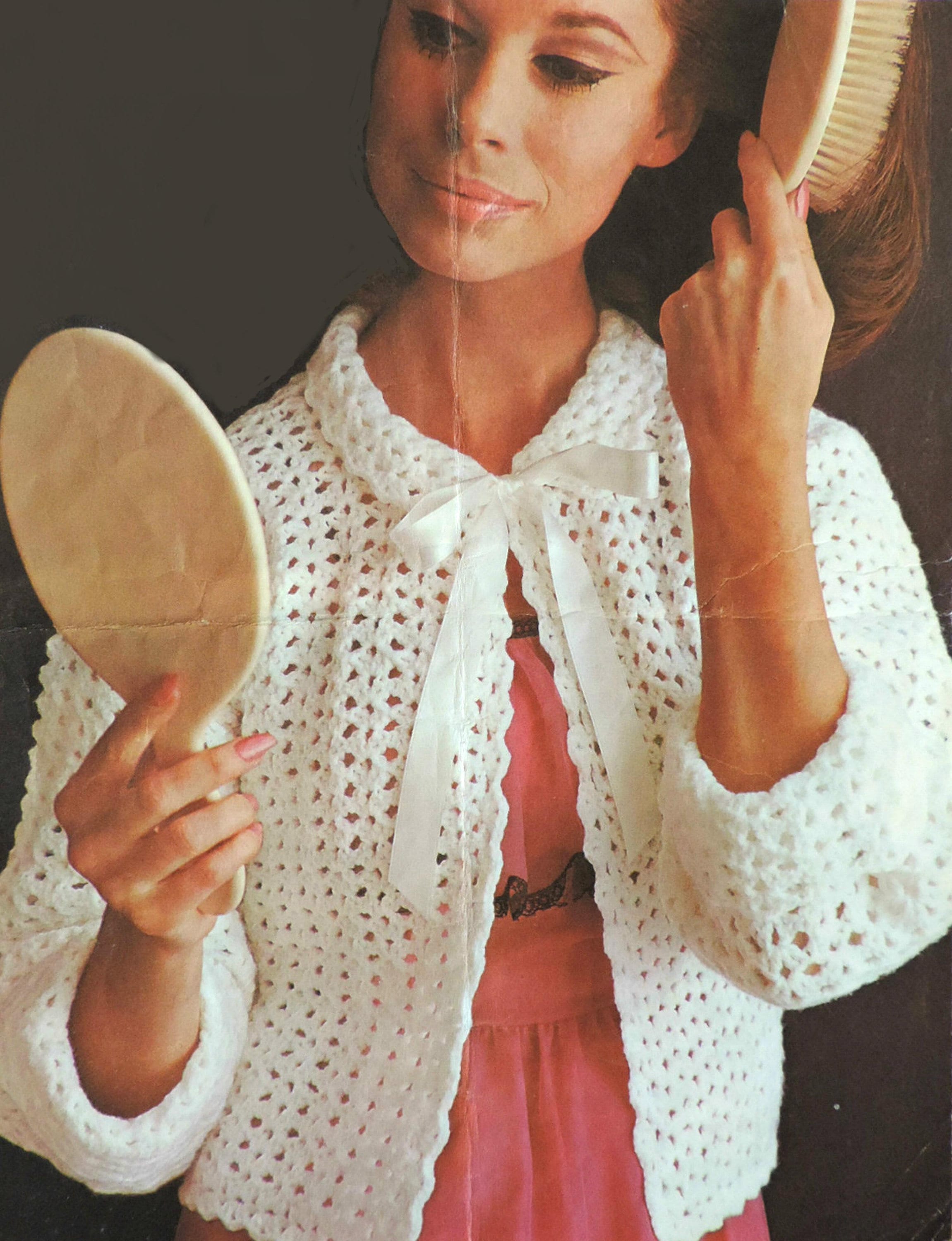 Womens Lacy Bed Jacket Crochet Pattern 
