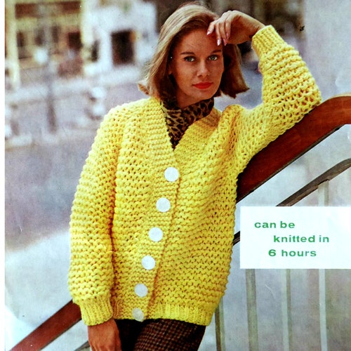 CHUNKY CARDIGAN Knitting Pattern PDF 