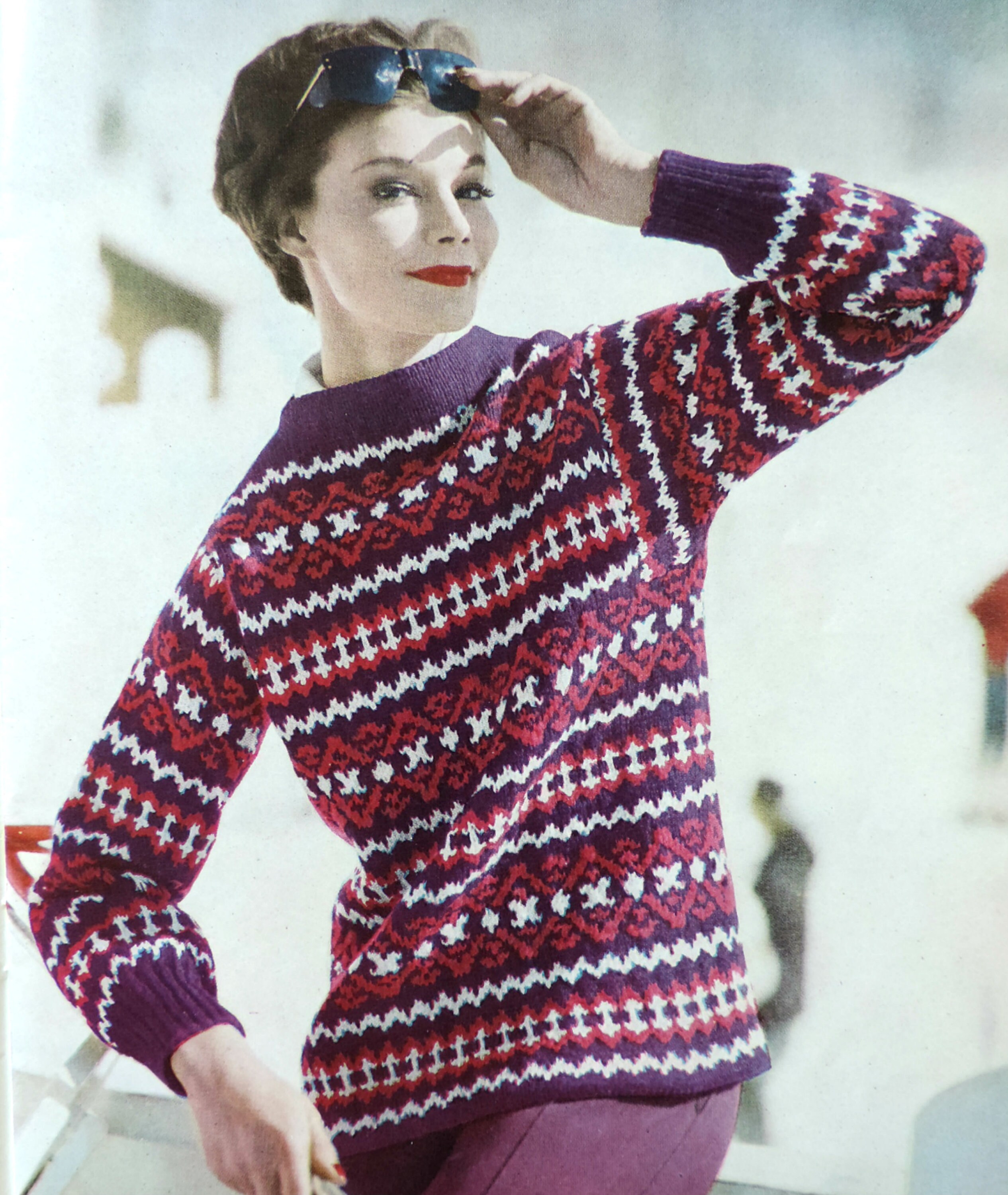 Womens Fair Isle Ski Sweater Vintage 