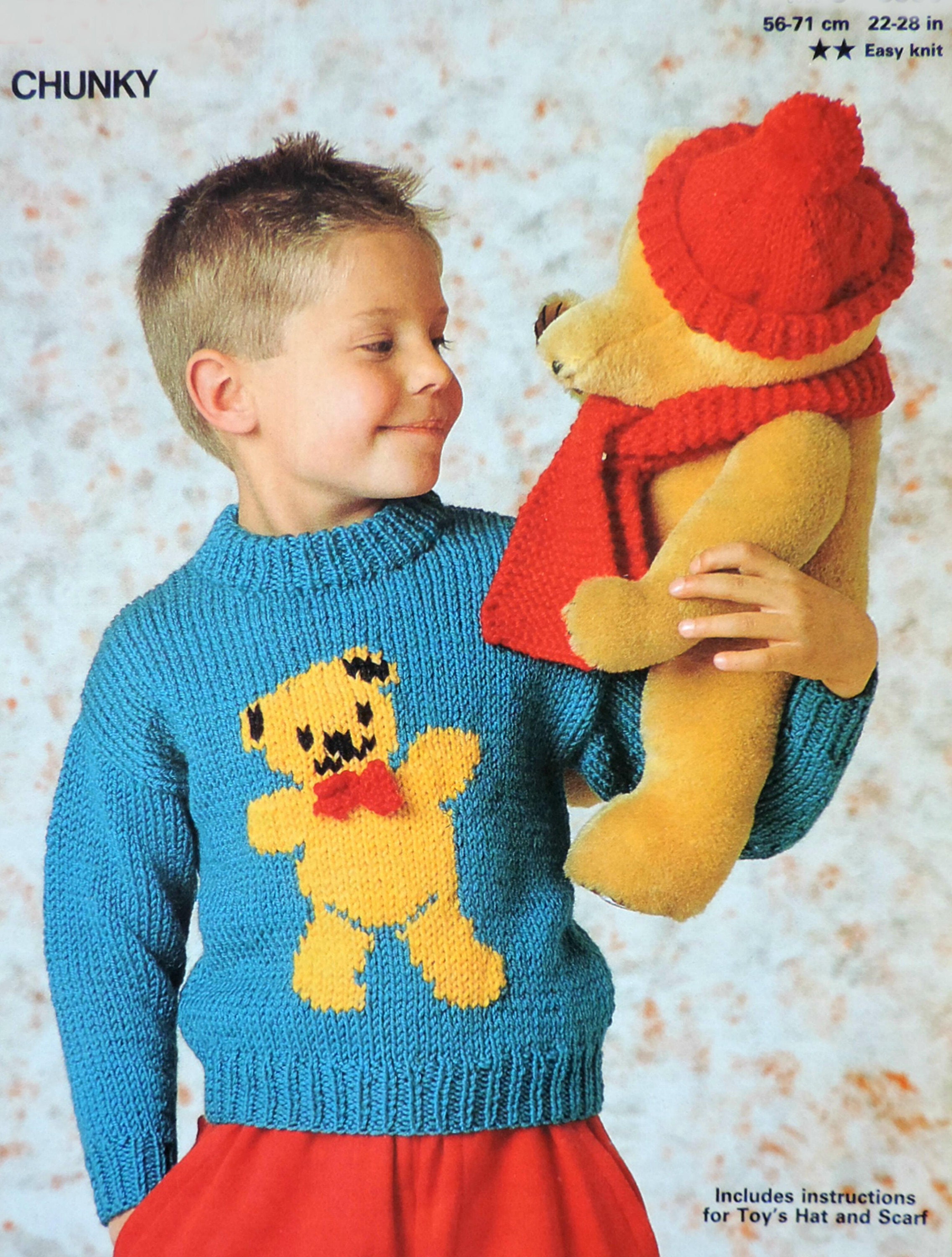 Childrens Teddy Bear Sweater Vintage Knitting Pattern PDF 