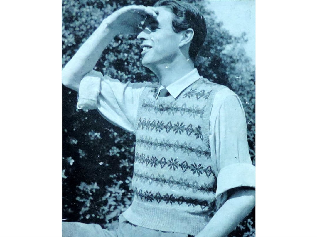 Mens Fair Isle Tank Top Knitting Pattern PDF Mans Vintage 40s Etsy